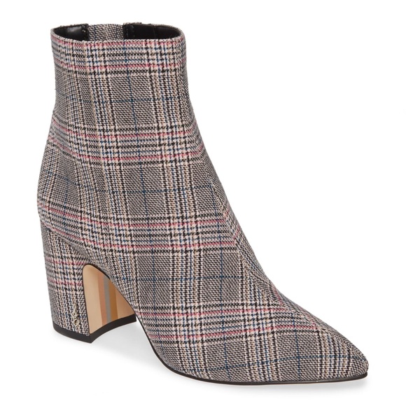 Sam Edelman Gray Plaid Hilty Booties w/ Pointed Toe - Size 8.5 - Picture 3 of 5